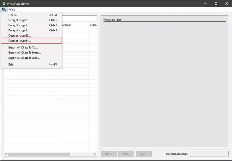 read encrypted messages via WhatsApp Viewer