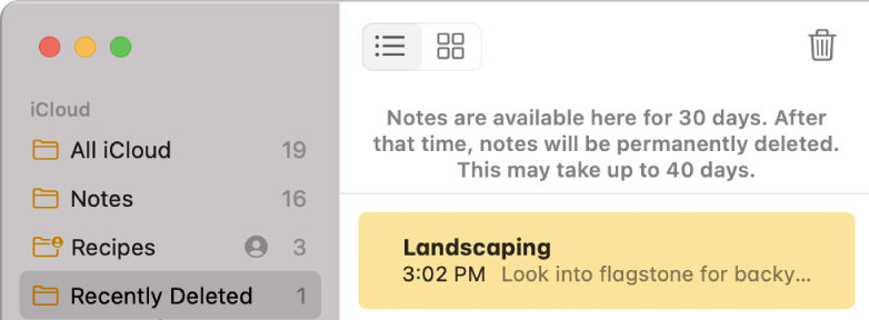 recently deleted notes on mac