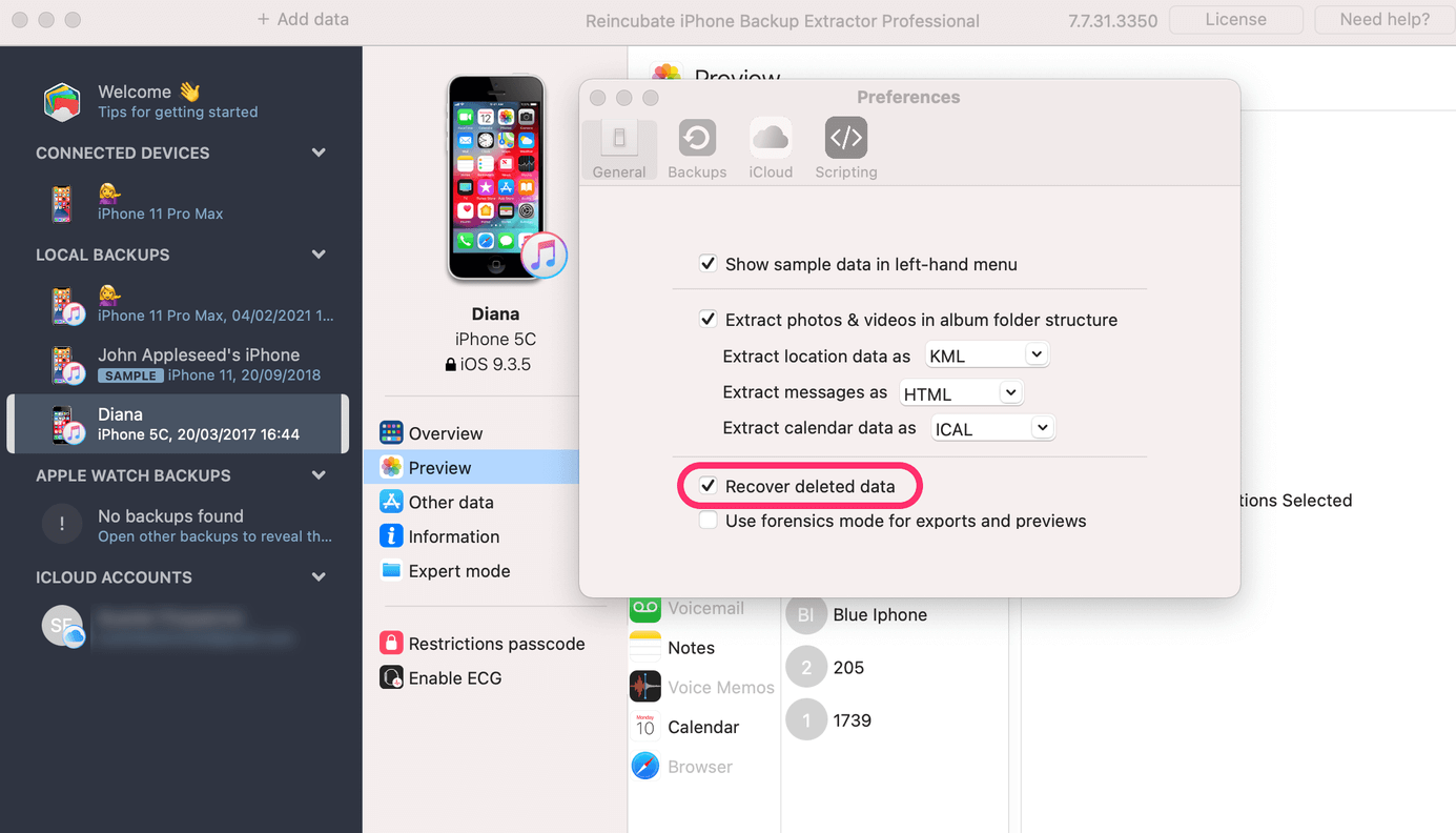 recover deleted data from paired idevice