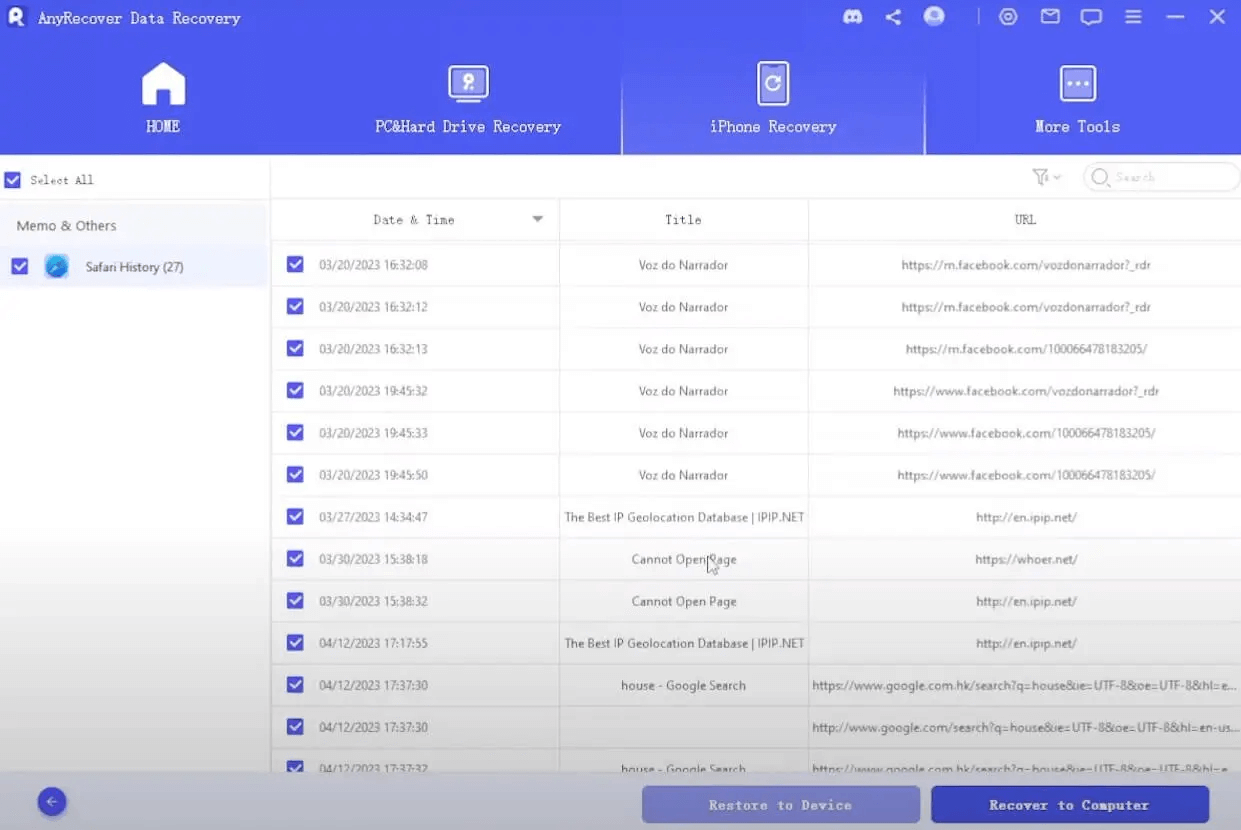how to recover browser history phone