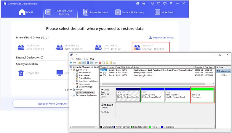 recover unallocated disk