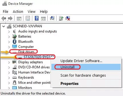 reinstall device driver to fix error 0x800701b1