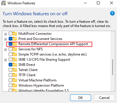 remote differential compression api support