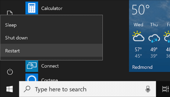 restart the computer