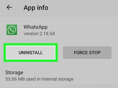 uninstall whatsapp app