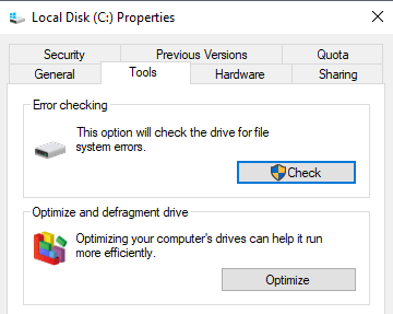 run windows error checking tool fix damaged micro sd card