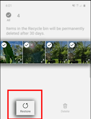samsung gallery trash restore
