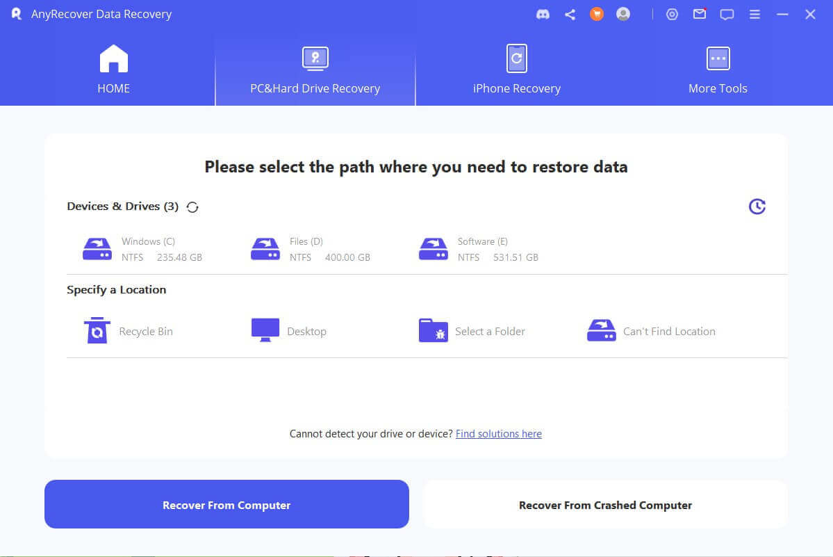select file scan location