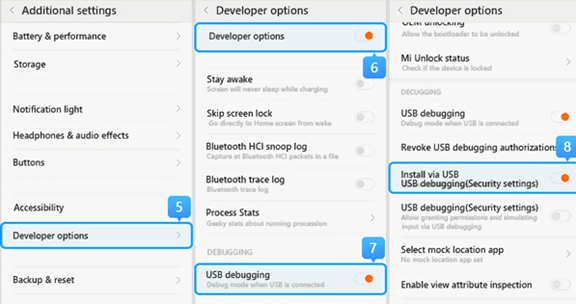enable USB debugging on Xiaomi/Redmi