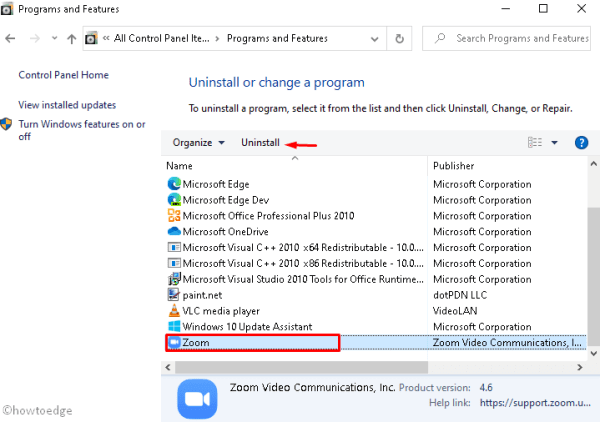 uninstall zoom