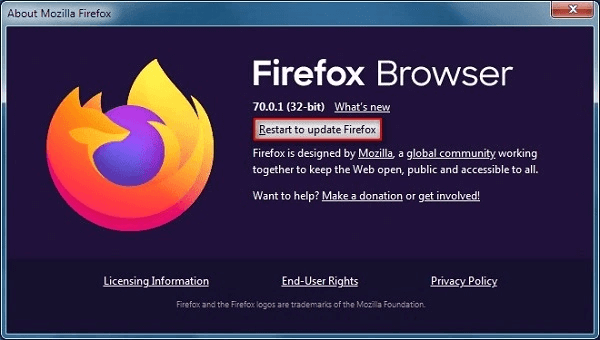 update Firefox to fix 102630 error code