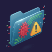 An icon showing a file damaged by a virus