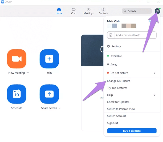 zoom change my picture